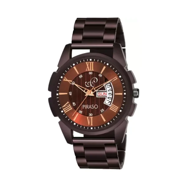 Piraso D&D 12 BN men's watch, brown dial men's watch, stainless steel chain men's watch