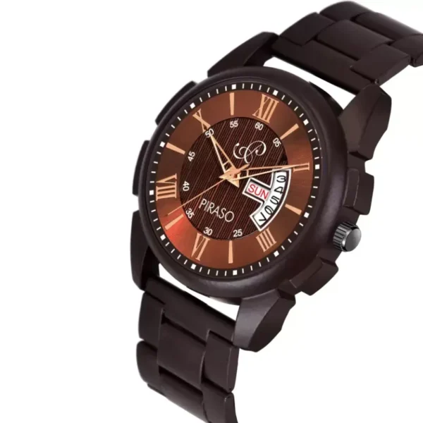 Piraso D&D 12 BN men's watch, brown dial men's watch, stainless steel chain men's watch