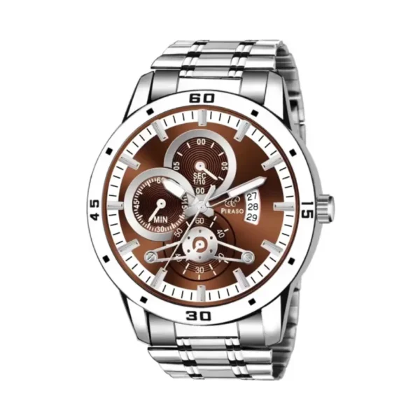 Piraso mens watch brown dial silver chain