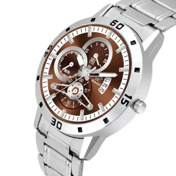 Piraso mens watch brown dial silver chain