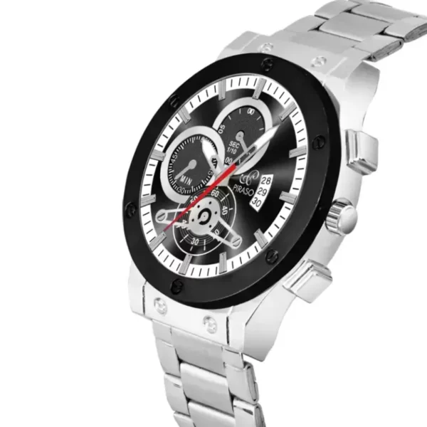 Piraso HUB-LOT 2025 Analog Watch, Black Dial, Silver Chain