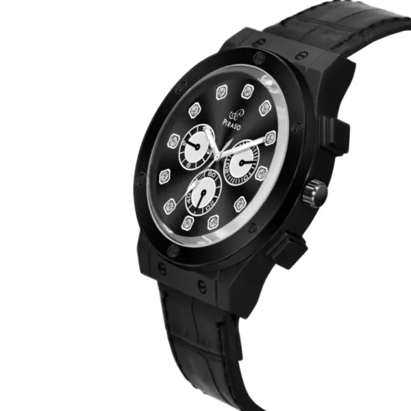 Piraso HUB-LOT 2026 Men's Watch, Black Leather Strap Watch, Elegant Men's Analog Watch