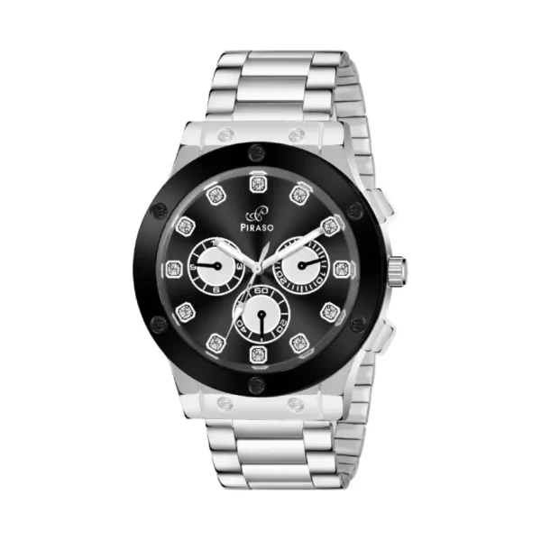 Men's Black Dial Silver Chain Analog Watch - Piraso HUB-LOT 2026