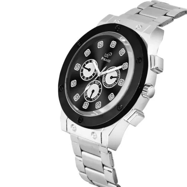 Men's Black Dial Silver Chain Analog Watch - Piraso HUB-LOT 2026