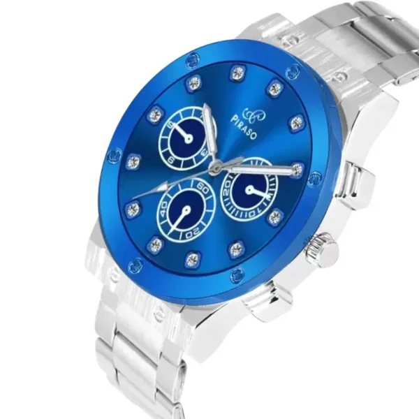Piraso HUB-LOT 2026 men's watch, blue dial silver chain analog watch