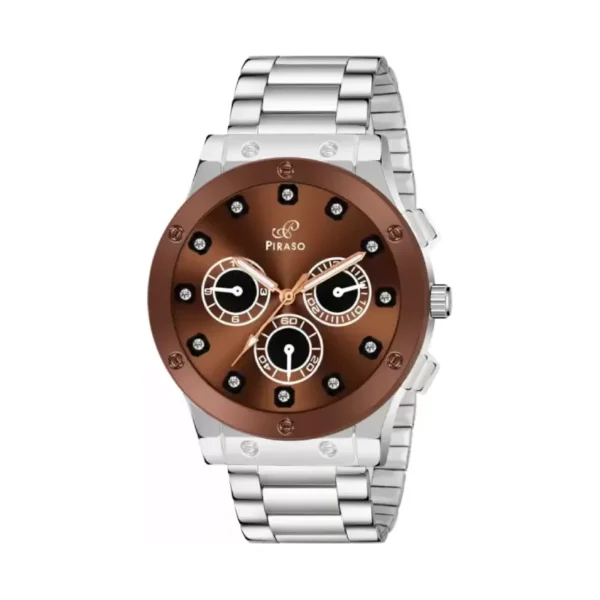 Piraso HUB-LOT 2026 men's watch, brown dial silver chain watch