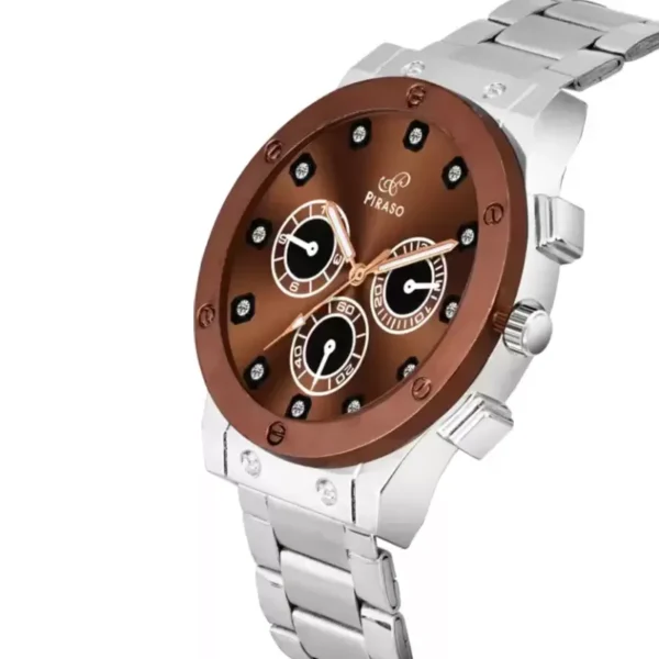 Piraso HUB-LOT 2026 men's watch, brown dial silver chain watch