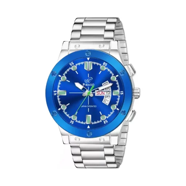 Piraso HUB-LOT 2027 men's watch, blue dial silver chain analog watch