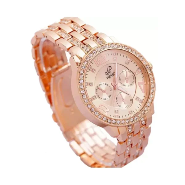 Piraso Women's Watch, Diamond Studded Watch, Rose Gold Dial Watch