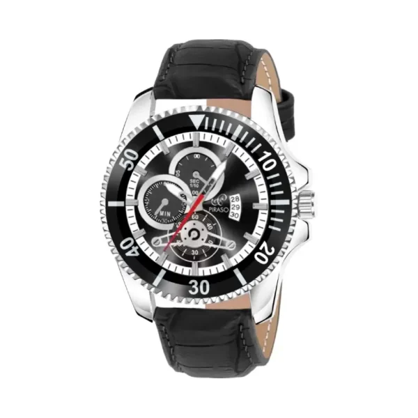 Piraso ROL-X 2025 BKS black dial men's watch, elegant leather strap watch