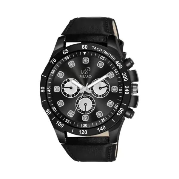 Piraso RSSL 2026 men's watch, black leather strap watch, elegant men's analog watch