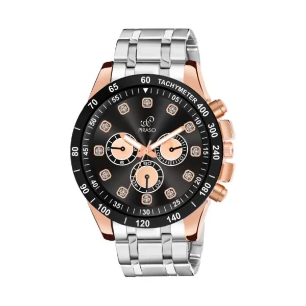 Piraso RSSL 2026 black dial watch, men's silver copper chain watch