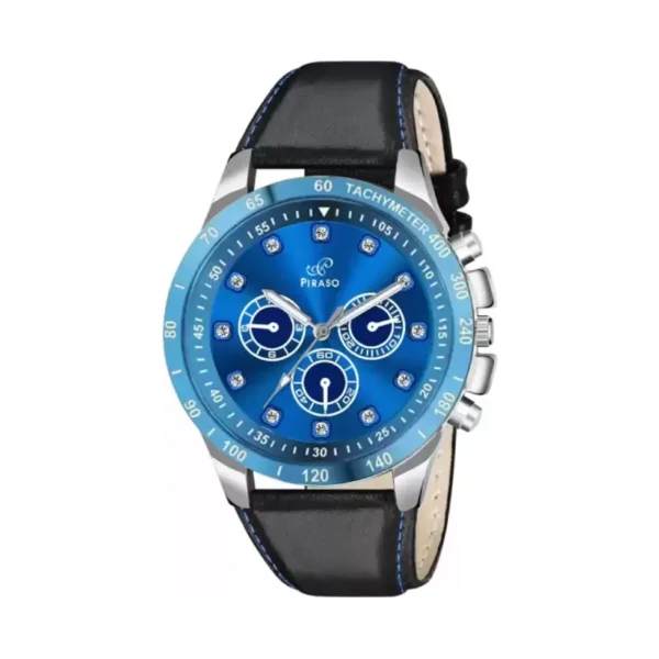 Piraso RSSL 2026 Analog Watch, Blue Dial Black Leather Strap Watch for Men