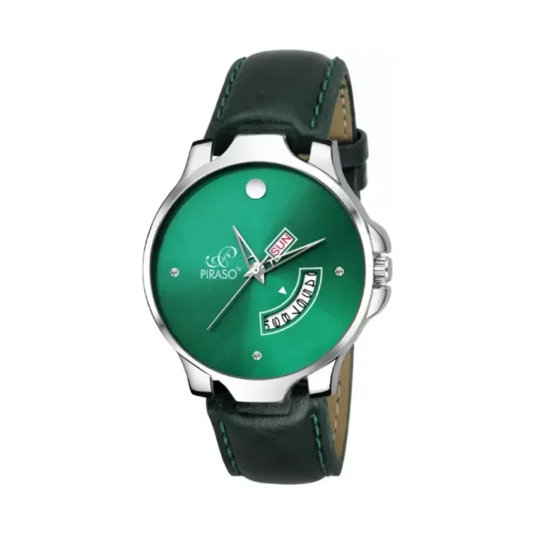 Piraso 1140-GN men's green watch, 1140-GN leather strap watch, elegant men's analog watch