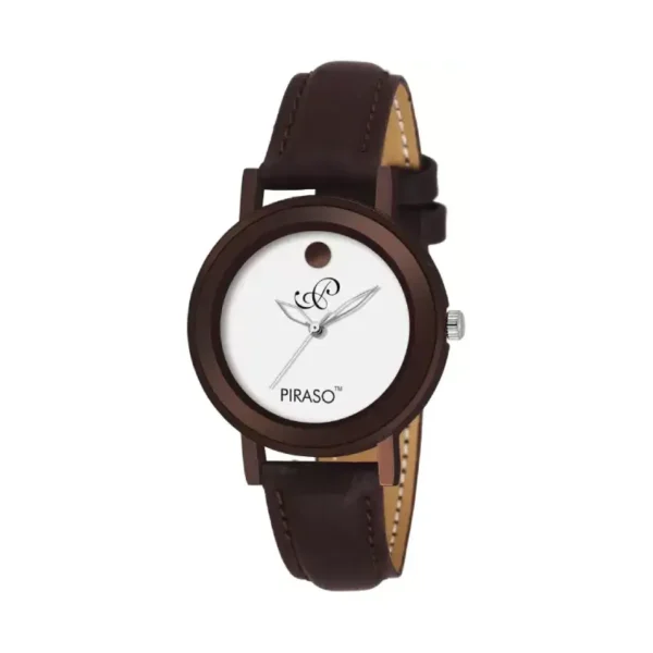 Piraso 52 BR women's watch, brown leather strap watch, elegant quartz watch for women