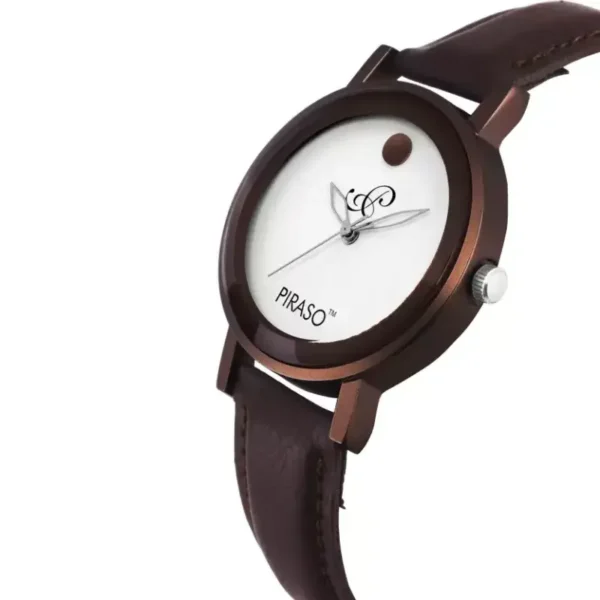 Piraso 52 BR women's watch, brown leather strap watch, elegant quartz watch for women