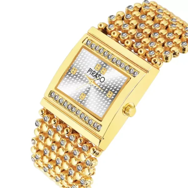Piraso DB BAJARI GOLDEN women's watch, diamond-studded golden watch, luxury women's analog watch