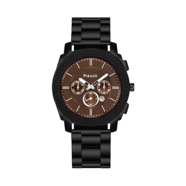 Piraso D&D 2024 men's watch, brown dial black chain analog watch