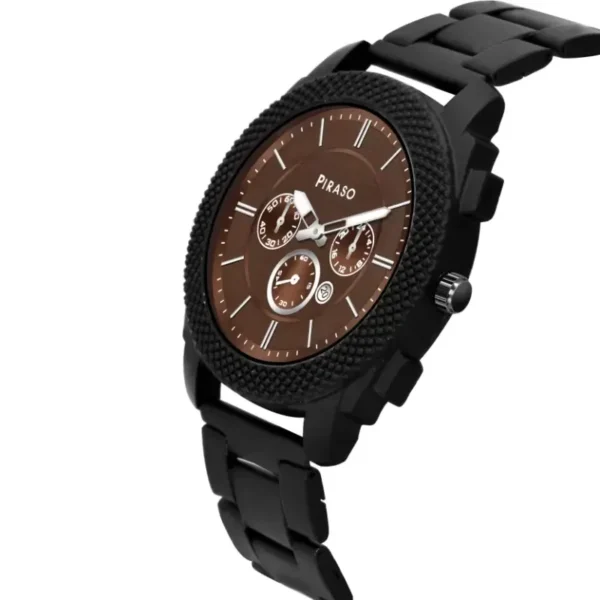 Piraso D&D 2024 men's watch, brown dial black chain analog watch
