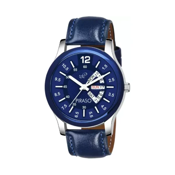 Piraso D&D-51-NS Blue Dial Blue Leather Strap Watch