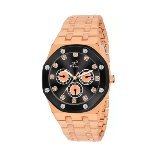 Piraso NK HUB-LOT 2026 Men's Analog Watch - Black Dial with Copper Chain
