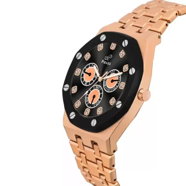 Piraso NK HUB-LOT 2026 Men's Analog Watch - Black Dial with Copper Chain