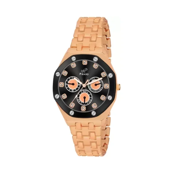 Piraso NK HUB-LOT 2026 Black Dial Copper Chain Analog Watch for Women