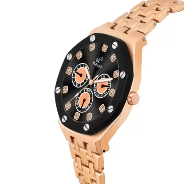 Piraso NK HUB-LOT 2026 Black Dial Copper Chain Analog Watch for Women