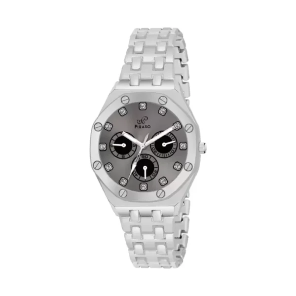 Piraso women's silver analog watch, NK HUB-LOT 2026 watch elegance, stylish women's silver watch.