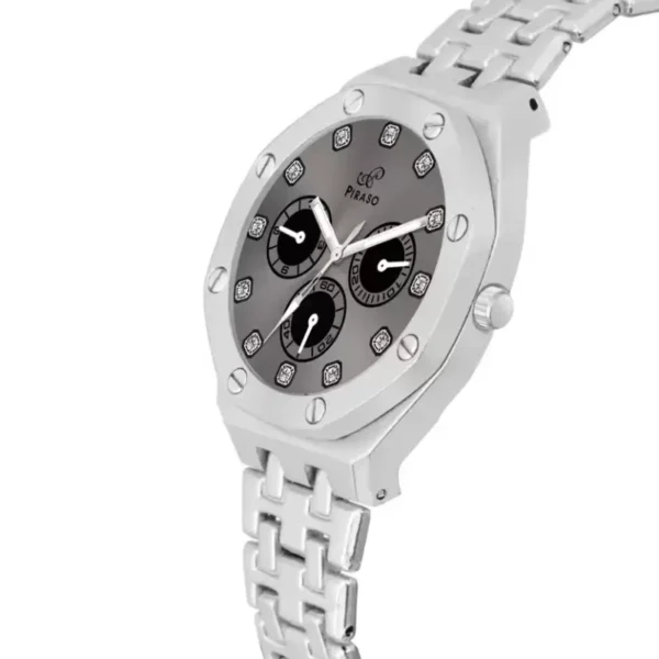 Piraso women's silver analog watch, NK HUB-LOT 2026 watch elegance, stylish women's silver watch.