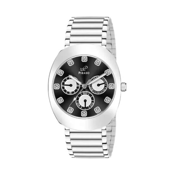 Piraso RA-DO 2026 Analog Watch for Men - Black Dial, Silver Chain