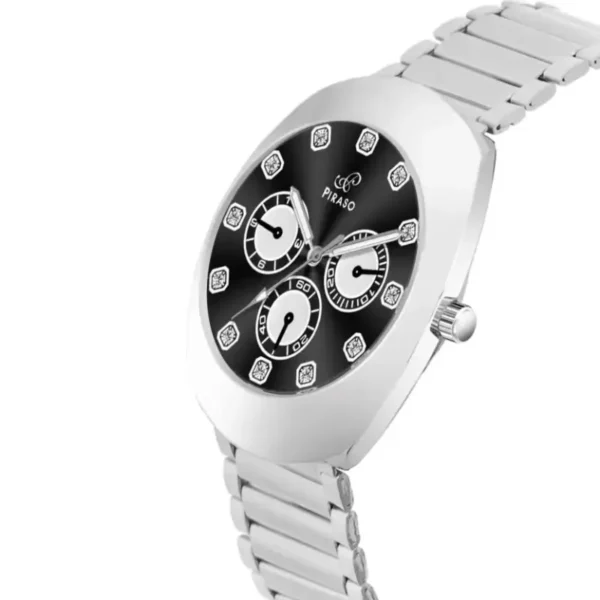 Piraso RA-DO 2026 Analog Watch for Men - Black Dial, Silver Chain