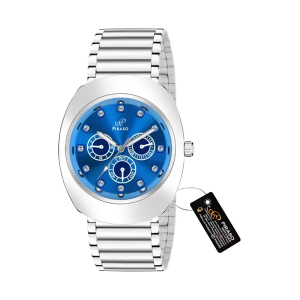 Piraso RA-DO 2026 blue dial watch, men's silver chain analog watch