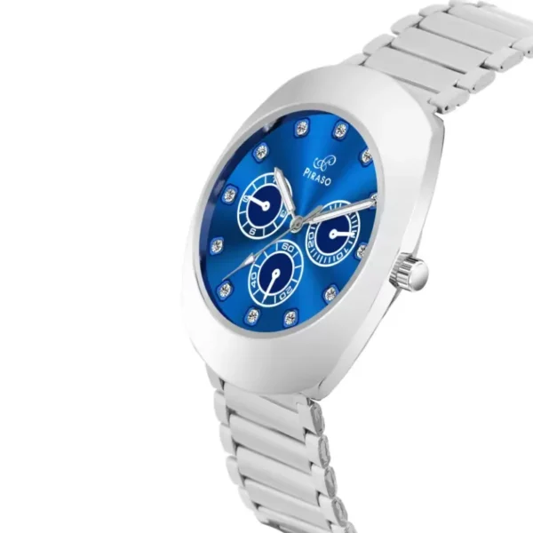 Piraso RA-DO 2026 blue dial watch, men's silver chain analog watch