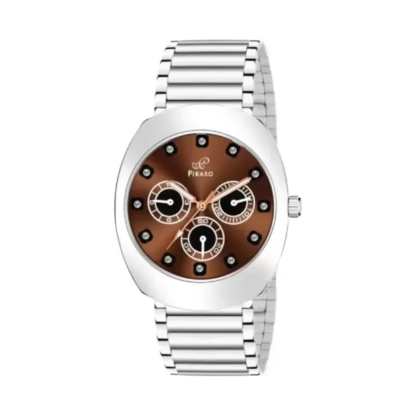 Piraso RA-DO 2026 men's watch, brown dial silver chain watch, elegant analog watch for men