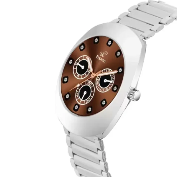 Piraso RA-DO 2026 men's watch, brown dial silver chain watch, elegant analog watch for men