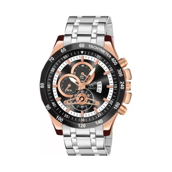 Piraso RSSL 2025 men's watch, black copper dial, silver chain analog watch