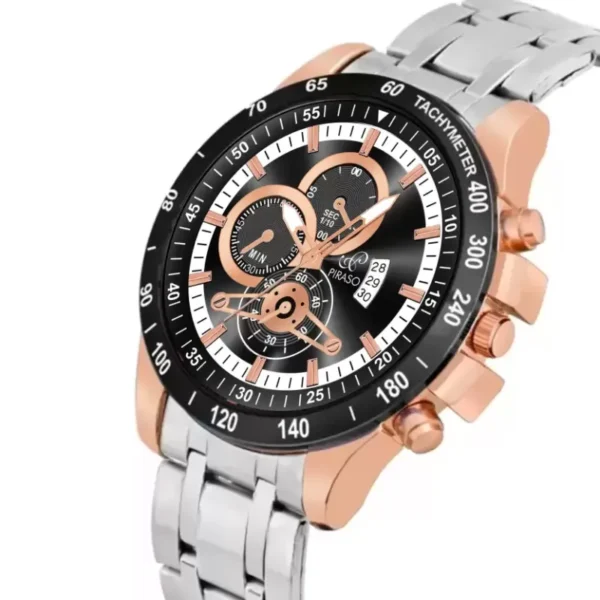 Piraso RSSL 2025 men's watch, black copper dial, silver chain analog watch