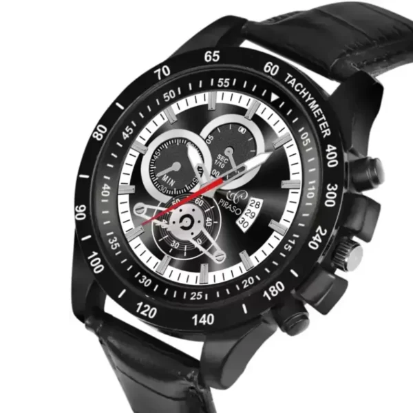 Piraso RSSL 2025 Watch, Men's Black Leather Analog Watch