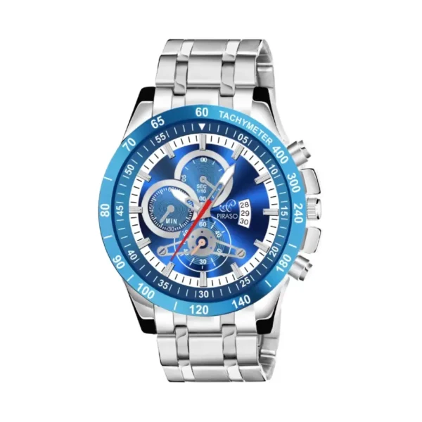 Piraso RSSL 2025 men's silver chain watch, blue silver dial