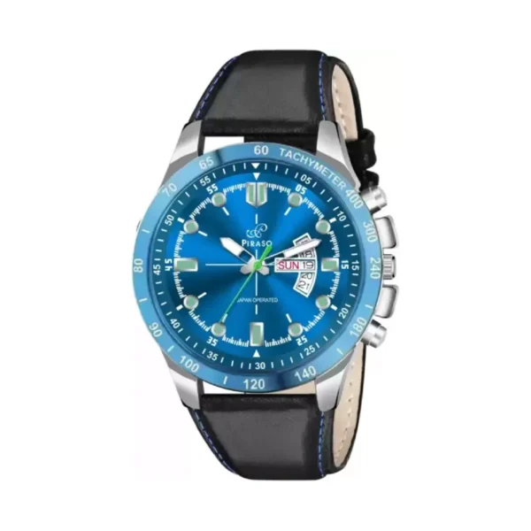 Piraso RSSL 2027 Men's Analog Watch Blue Dial Black Leather Strap