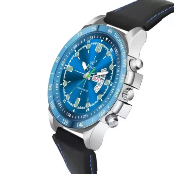 Piraso RSSL 2027 Men's Analog Watch Blue Dial Black Leather Strap