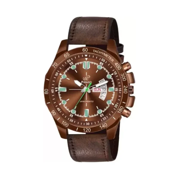 Piraso men's brown watch, RSSL 2027 leather strap watch