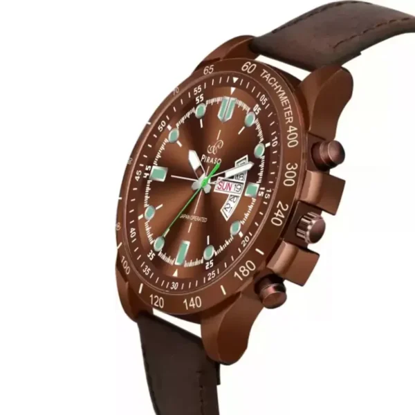 Piraso men's brown watch, RSSL 2027 leather strap watch