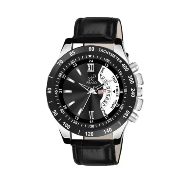 Piraso RSSL D&D-16 Analog Watch, Men's Black Leather Strap Watch