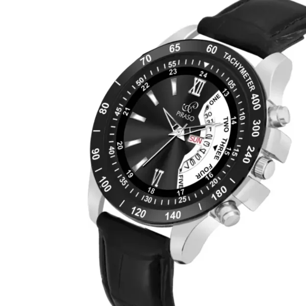 Piraso RSSL D&D-16 Analog Watch, Men's Black Leather Strap Watch
