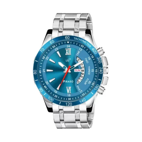 Piraso men's watch, blue dial silver chain, RSSL D&D-16 analog watch