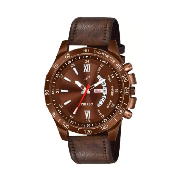 Piraso men's brown leather watch, RSSL D&D-16 analog watch