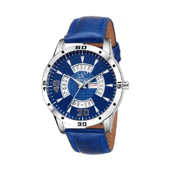 Piraso 1146-BL men's blue dial leather strap watch