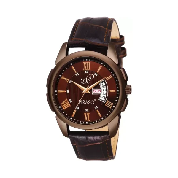 Piraso men's brown leather watch, Piraso 1150-BR analog watch